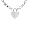 Fossil Harlow Ladies' Linear Texture Heart Stainless Steel Pendant Necklace