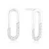 Sterling Silver Cubic Zirconia Oval Drop Earrings