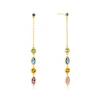 9ct Yellow Gold Multicoloured Crystal Drop Earrings