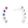 Sterling Silver Multicoloured Cubic Zirconia Curved Stud Earrings