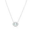 Sterling Silver Oval Aquamarine & Diamond Halo Pendant Necklace