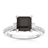 Argentium Silver Square Cut Black Spinel 0.20ct Diamond Ring
