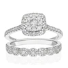 Engagement Ring Perfect Fit 9ct White Gold Vintage Cushion Bridal Set 0.50ct Diamond Ring