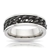 Men's Titanium & SS Curb Chain Detail Spinner Ring