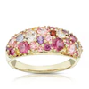 9ct Yellow Gold Iris Pink & Purple Multi Stone Cluster Ring
