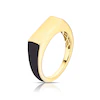 Men's Sterling Silver & 18ct Gold Plated Vermeil Black Edge Rectangle Ring 3 Men's Sterling Silver & 18ct Gold Plated Vermeil Black Edge Rectangle Ring