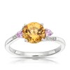 9ct White Gold Lily Citrine, Pink Sapphire & Diamond Twist Ring
