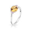 9ct White Gold Lily Citrine, Pink Sapphire & Diamond Twist Ring 3 9ct White Gold Lily Citrine, Pink Sapphire & Diamond Twist Ring