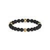 Guess Men's Stainless Steel Gold Tone Features Black Beaded Bracelet
