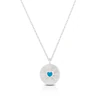 Sterling Silver Sunburst Disc & Turquoise Coloured Heart Pendant 16+2" Necklace