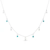 Sterling Silver Pearl & Turquoise Coloured Beaded Station Drop 16+2" Necklace