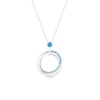 Sterling Silver Turquoise Colour Crystal Interlocking Circle Pendant 16+2" Necklace