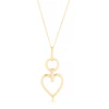 Sterling Silver & 18ct Yellow Gold Plated Vermeil Open Heart Drop Pendant 16+2" Necklace