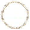 9ct Two-Tone Gold 7.25" Three Strand Bracelet
