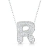 Sterling Silver Cubic Zirconia 'R' Bubble Initial Necklace