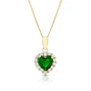 9ct Yellow Gold Green & White Cubic Zirconia Heart Pendant Necklace