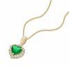 9ct Yellow Gold Green & White Cubic Zirconia Heart Pendant Necklace 3 9ct Yellow Gold Green & White Cubic Zirconia Heart Pendant Necklace