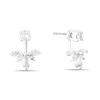 Silver Tone Cubic Zirconia Ear Jacket Leaf Stud Earrings