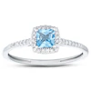 9ct White Gold Blue Topaz & 0.10ct Diamond Ring