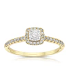 Engagement Ring 9ct Yellow Gold Illusion Cushion Halo 0.33ct Diamond Ring