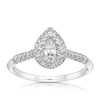 Engagement Ring 9ct White Gold Double Halo Pear 0.50ct Diamond Ring