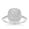 Engagement Ring 9ct White Gold Cushion Cluster 0.50ct Diamond Ring
