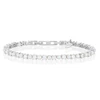 Emmy London Platinum Plated Sterling Silver Round Cubic Zirconia & White Pearls Tennis Bracelet
