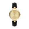 Armani Exchange Ladies' Gold Tone Case Black Leather Strap Watch