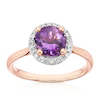 9ct Rose Gold Amethyst & 0.10ct Diamond Halo Ring