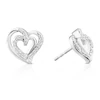 Sterling Silver 0.10ct Diamond Heart Stud Earrings
