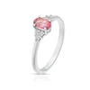 9ct White Gold Diamond & Pink Topaz Trilogy Ring 3 9ct White Gold Diamond & Pink Topaz Trilogy Ring