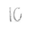 Guess Silver Tone Matelassé & Pave Hoop Earrings