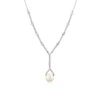 Sterling Silver Pearl & Cubic Zirconia Pendant 18" Lariat Necklace