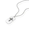 Sterling Silver Men's Black Cubic Zirconia Cross Dog Tag Necklace 3 Sterling Silver Men's Black Cubic Zirconia Cross Dog Tag Necklace