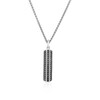 Sterling Silver Men's Black Cubic Zirconia T-Bar Pendant Necklace