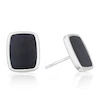 Sterling Silver Men's Black Lacquer Rectangle Stud Earrings