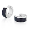 Sterling Silver Men's Black Lacquer Huggie Hoop Earrings