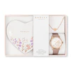 Radley Floral Heart Trinket 18ct Rose Gold Plated Bracelet & Leather Strap Watch Tray Set