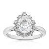 Sterling Silver Created White Sapphire Vintage Pear Ring