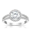 Sterling Silver Cubic Zirconia Halo Ring Size P