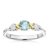 Sterling Silver & 9ct Gold Blue Topaz Three Stone Ring