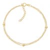 9ct Yellow Gold Station Ball Sparkle Double 6.5+1" Bracelet