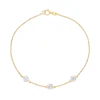 9ct Yellow Gold 3 Station Cubic Zirconia 7.5" Chain Bracelet