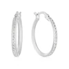 9ct White Gold Cubic Zirconia 15mm Hoop Earrings