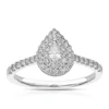Engagement Ring 14ct White Gold Pear Double Halo 0.40ct Diamond Ring