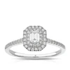 Engagement Ring The Diamond Story Platinum Emerald Halo 0.40ct Diamond Ring