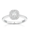 Engagement Ring The Diamond Story Platinum Emerald Halo Solitaire 0.33ct Diamond Ring