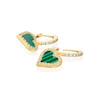 Sterling Silver Gold Plated Heart Malachite & CZ Hoop Drop Earrings 3 Sterling Silver Gold Plated Heart Malachite & CZ Hoop Drop Earrings