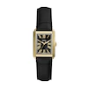 Fossil Men's Rectangle Gold Feature Dial Black Leather Strap Watch