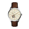 Fossil Men's Cream Open Heart Dial Brown Leather Strap Watch